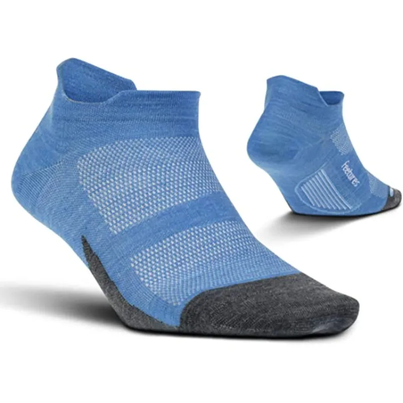 Feetures Merino 10 Ultralight No Show Tab Socks  Aurora Blue XL